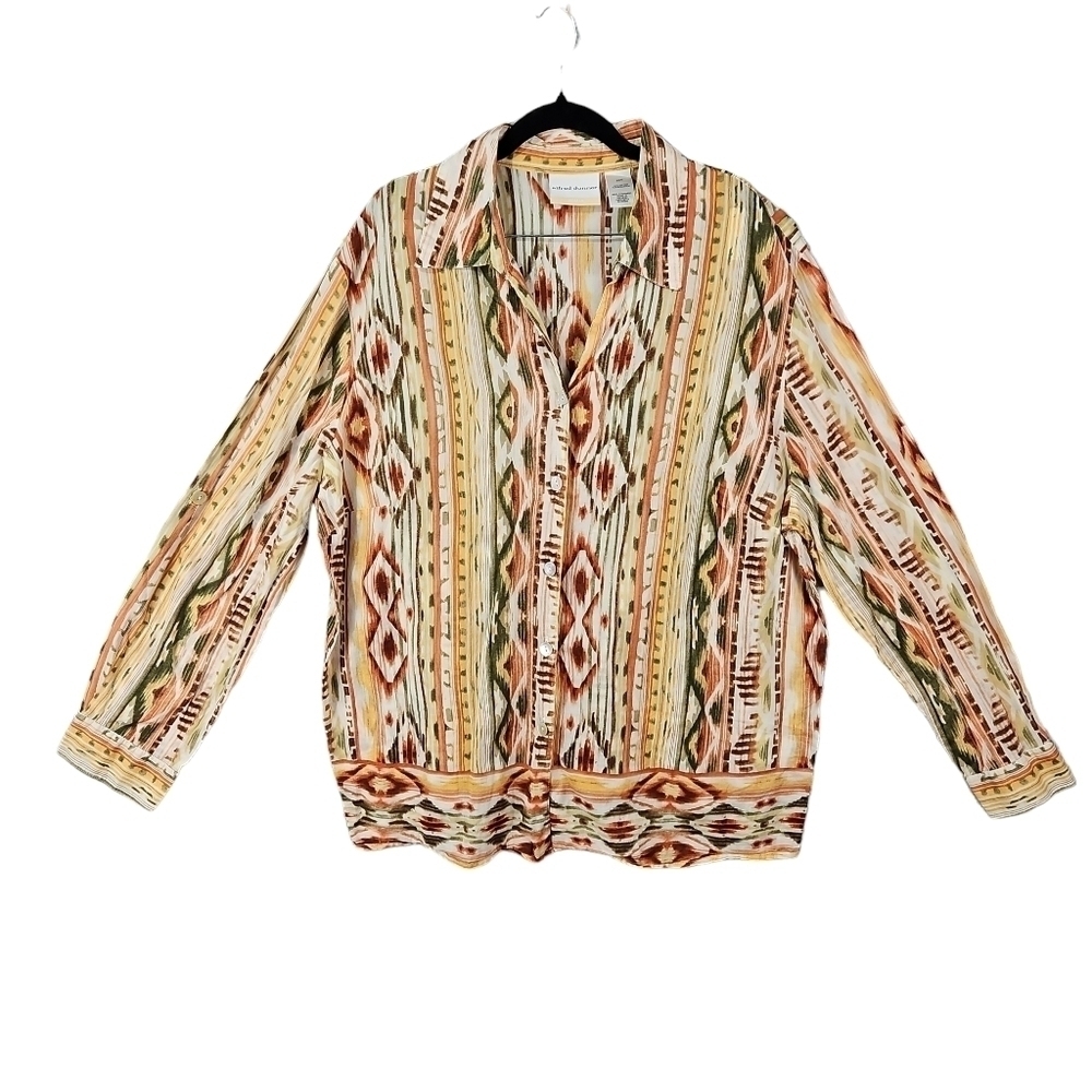 Womens Alfred Dunner Multi Color Top Long Sleeve Size 22W